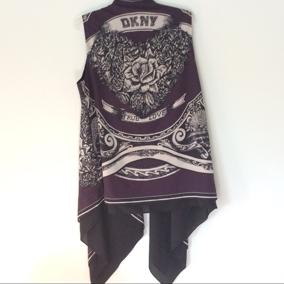DKNY Purple, Black, & Beige Drape Vest Size M/L - Picture 2 of 7